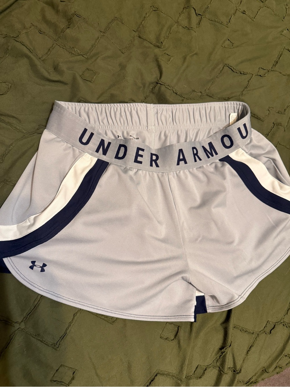 Under Armour Light Gray and Navy Women’s Athletic Shorts